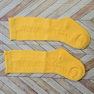 Baby Girl Yellow Knit Knee High Socks Vintage Style Holiday Dress Accessory